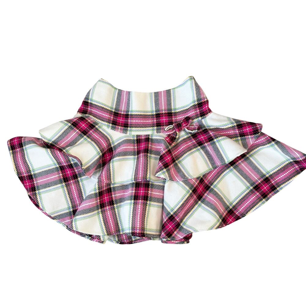 Talbots Kids Plaid Pink Green White Ruffle Twirl Skirt Ruffle Lined Sz 8